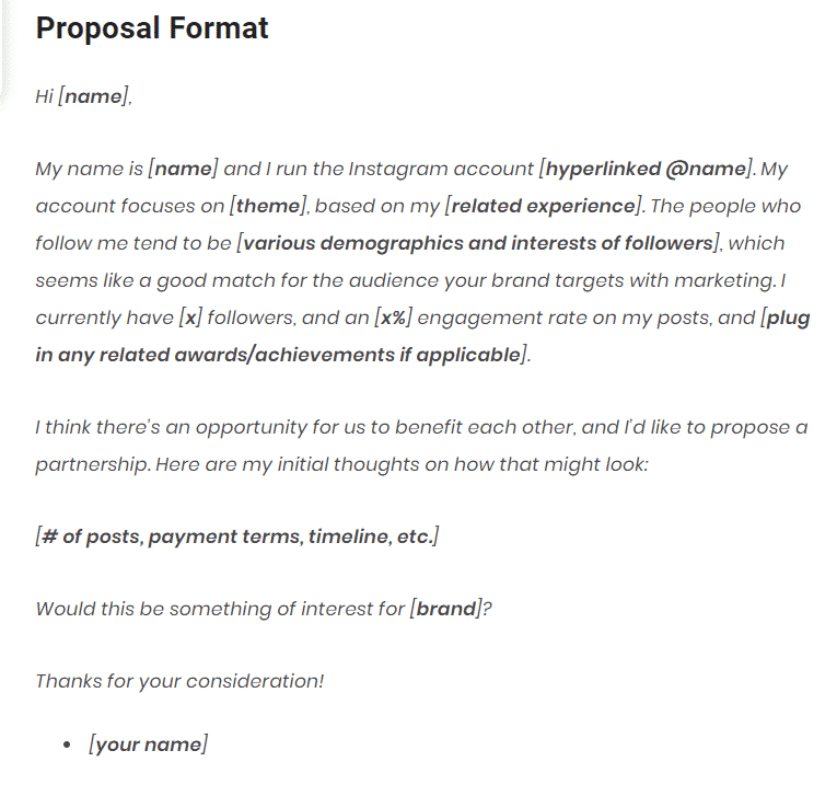 Proposal Format for Instagram Sponsorships 1