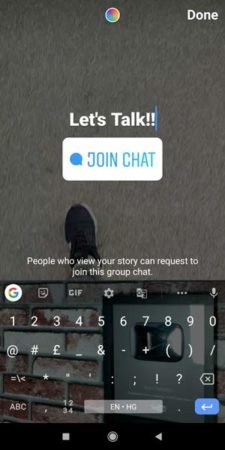 Chat sticker for Instagram